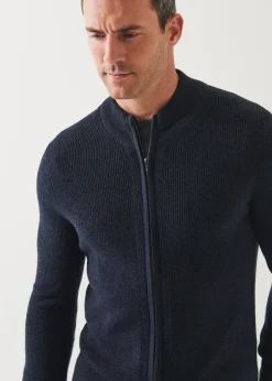 PATRICK ASSARAF Extra-Fine Merino Ribbed Full Zip Cardigan|Men Knitwear