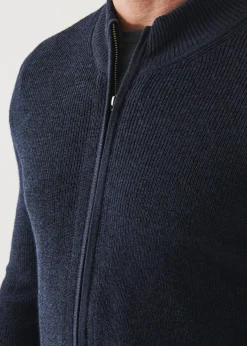 PATRICK ASSARAF Extra-Fine Merino Ribbed Full Zip Cardigan|Men Knitwear