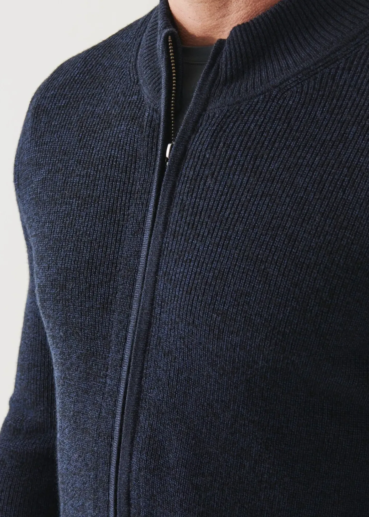 PATRICK ASSARAF Extra-Fine Merino Ribbed Full Zip Cardigan|Men Knitwear