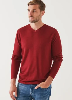 PATRICK ASSARAF Extra-Fine Merino Vintage Wash V-Neck|Men Knitwear