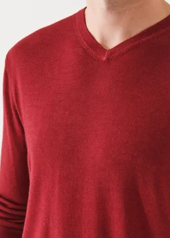 PATRICK ASSARAF Extra-Fine Merino Vintage Wash V-Neck|Men Knitwear