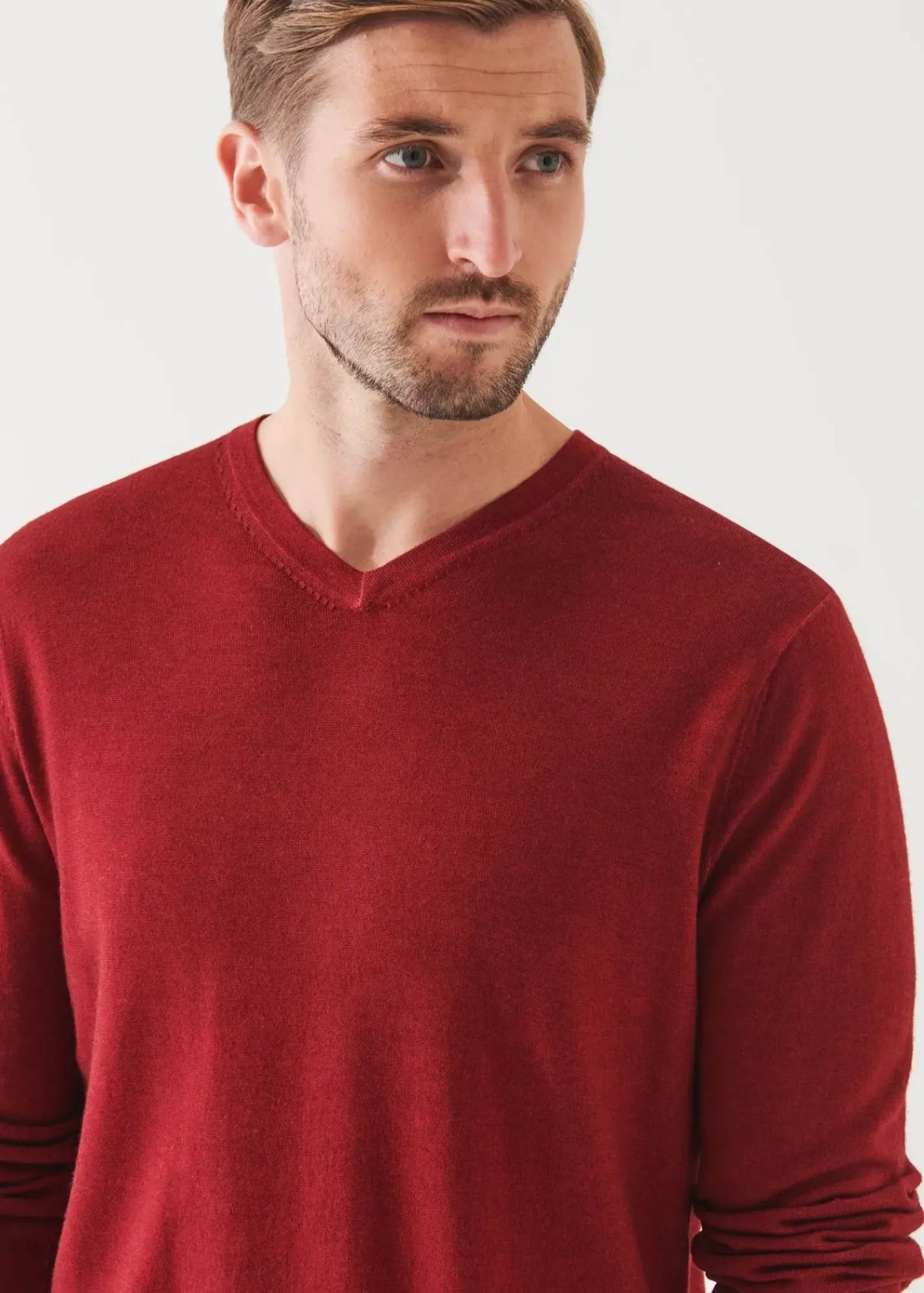 PATRICK ASSARAF Extra-Fine Merino Vintage Wash V-Neck|Men Knitwear