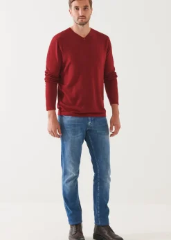 PATRICK ASSARAF Extra-Fine Merino Vintage Wash V-Neck|Men Knitwear