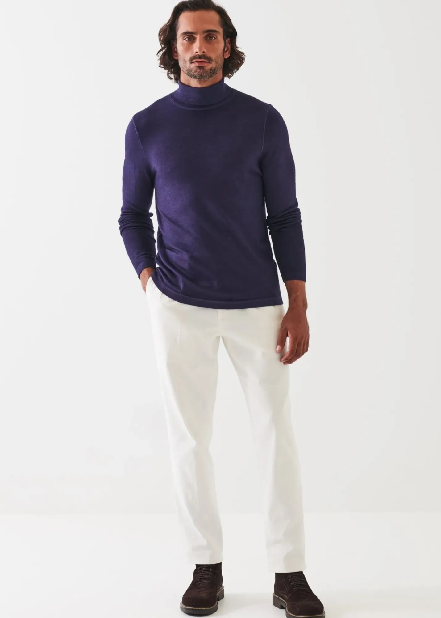 PATRICK ASSARAF Extra-Fine Merino Vintage Wash Turtleneck|Men Knitwear