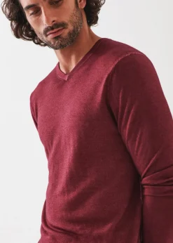PATRICK ASSARAF Extra-Fine Merino Vintage Wash V-Neck|Men Knitwear