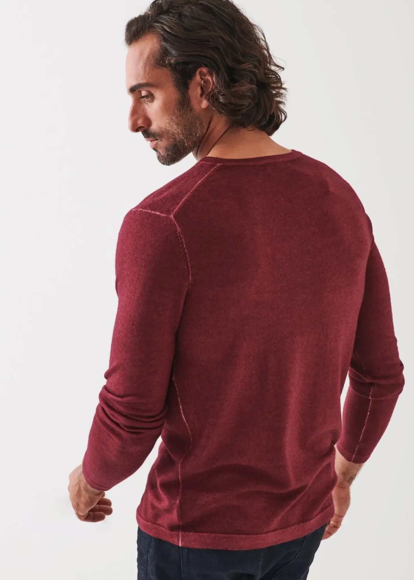 PATRICK ASSARAF Extra-Fine Merino Vintage Wash V-Neck|Men Knitwear