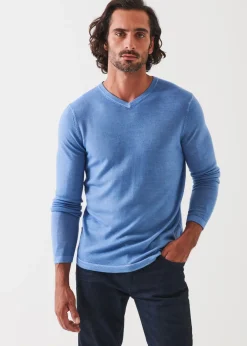 PATRICK ASSARAF Extra-Fine Merino Vintage Wash V-Neck|Men Knitwear