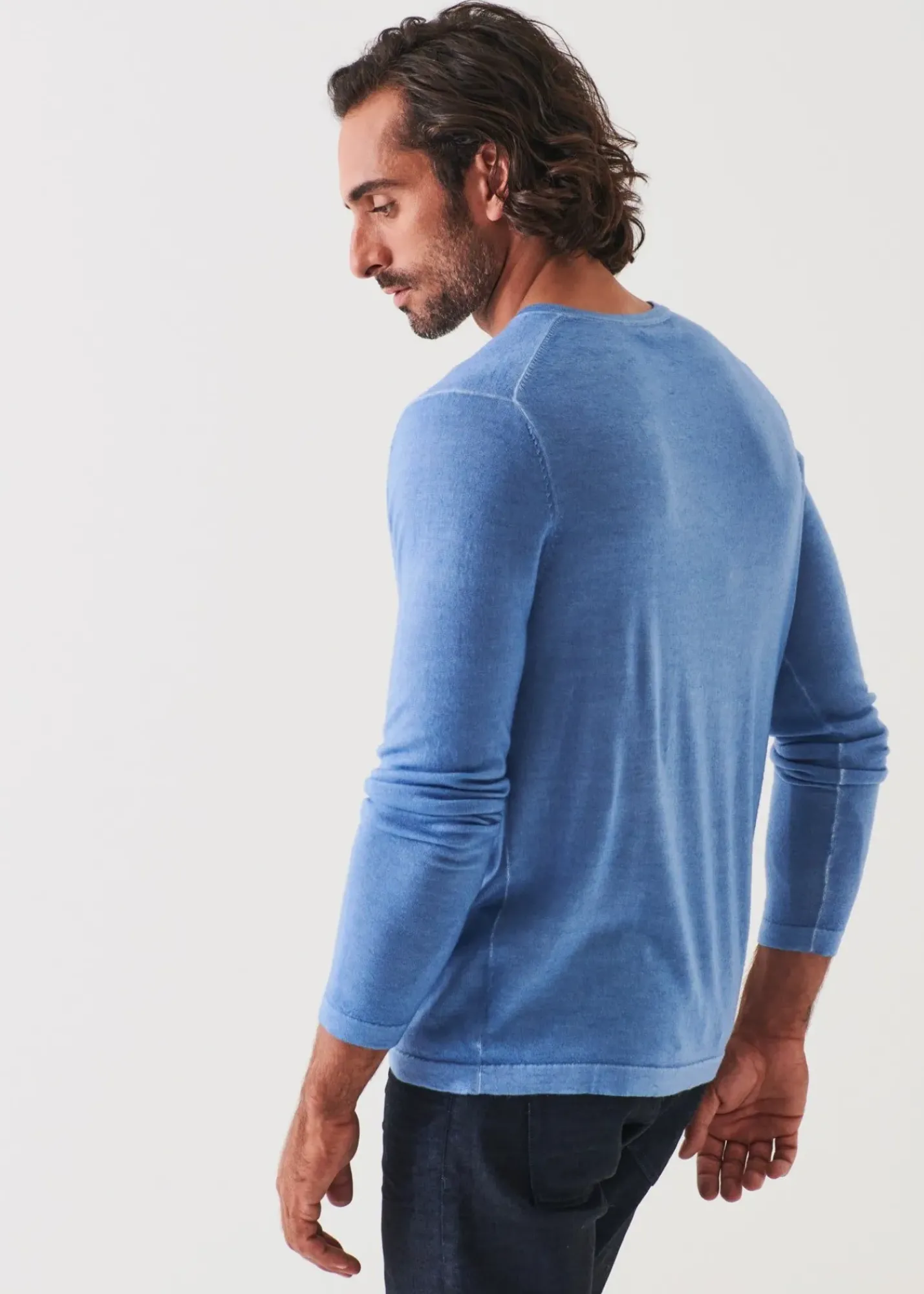 PATRICK ASSARAF Extra-Fine Merino Vintage Wash V-Neck|Men Knitwear