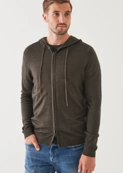 PATRICK ASSARAF Extra-Fine Merino Vintage Wash Full Zip Hoodie|Men Knitwear