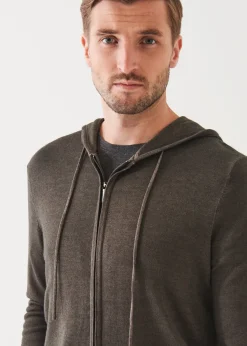PATRICK ASSARAF Extra-Fine Merino Vintage Wash Full Zip Hoodie|Men Knitwear