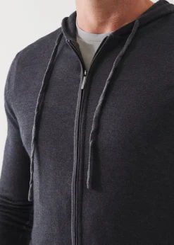 PATRICK ASSARAF Extra-Fine Merino Vintage Wash Full Zip Hoodie|Men Knitwear