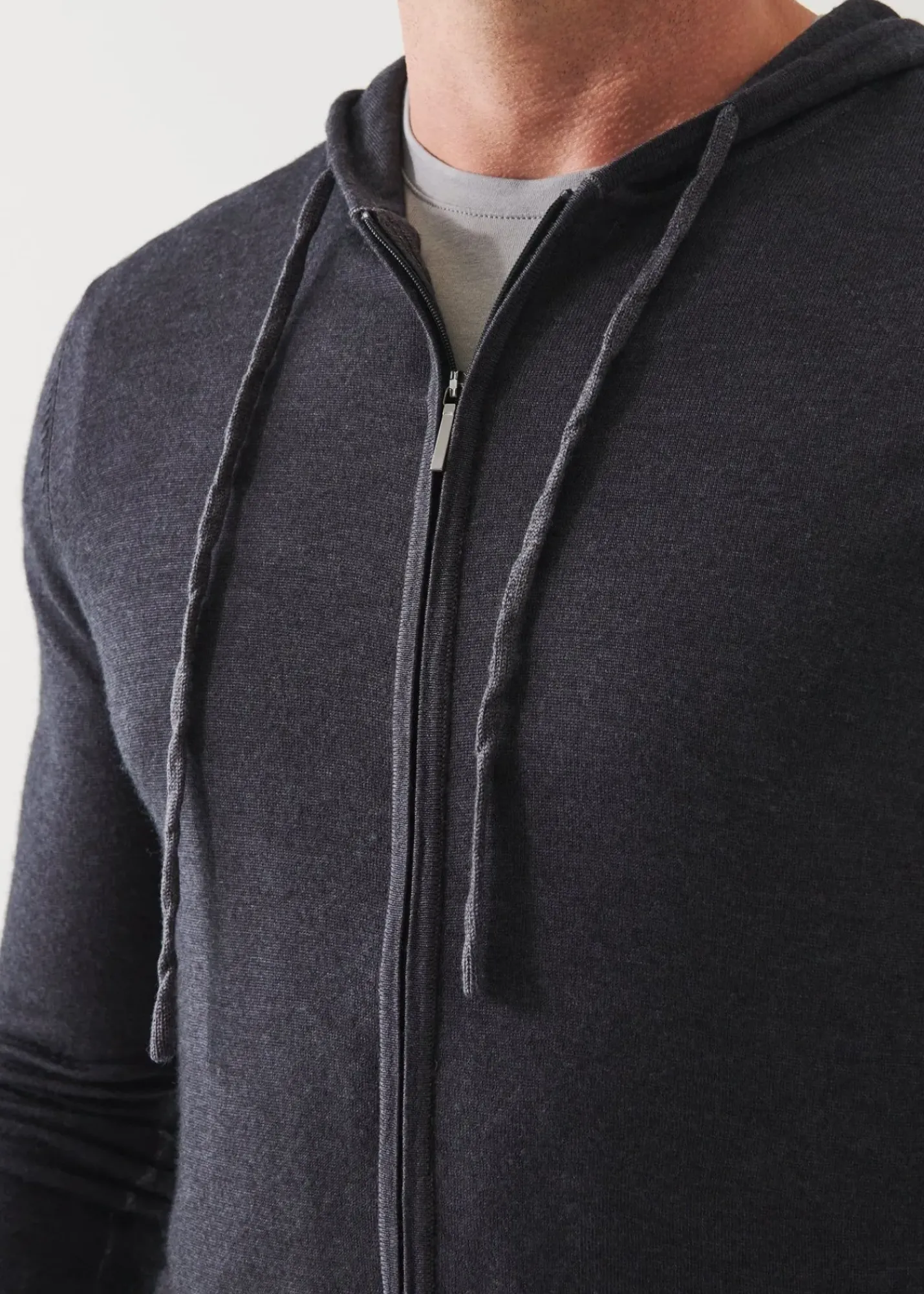 PATRICK ASSARAF Extra-Fine Merino Vintage Wash Full Zip Hoodie|Men Knitwear