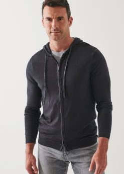 PATRICK ASSARAF Extra-Fine Merino Vintage Wash Full Zip Hoodie|Men Knitwear