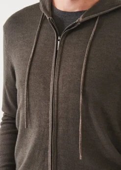 PATRICK ASSARAF Extra-Fine Merino Vintage Wash Full Zip Hoodie|Men Knitwear