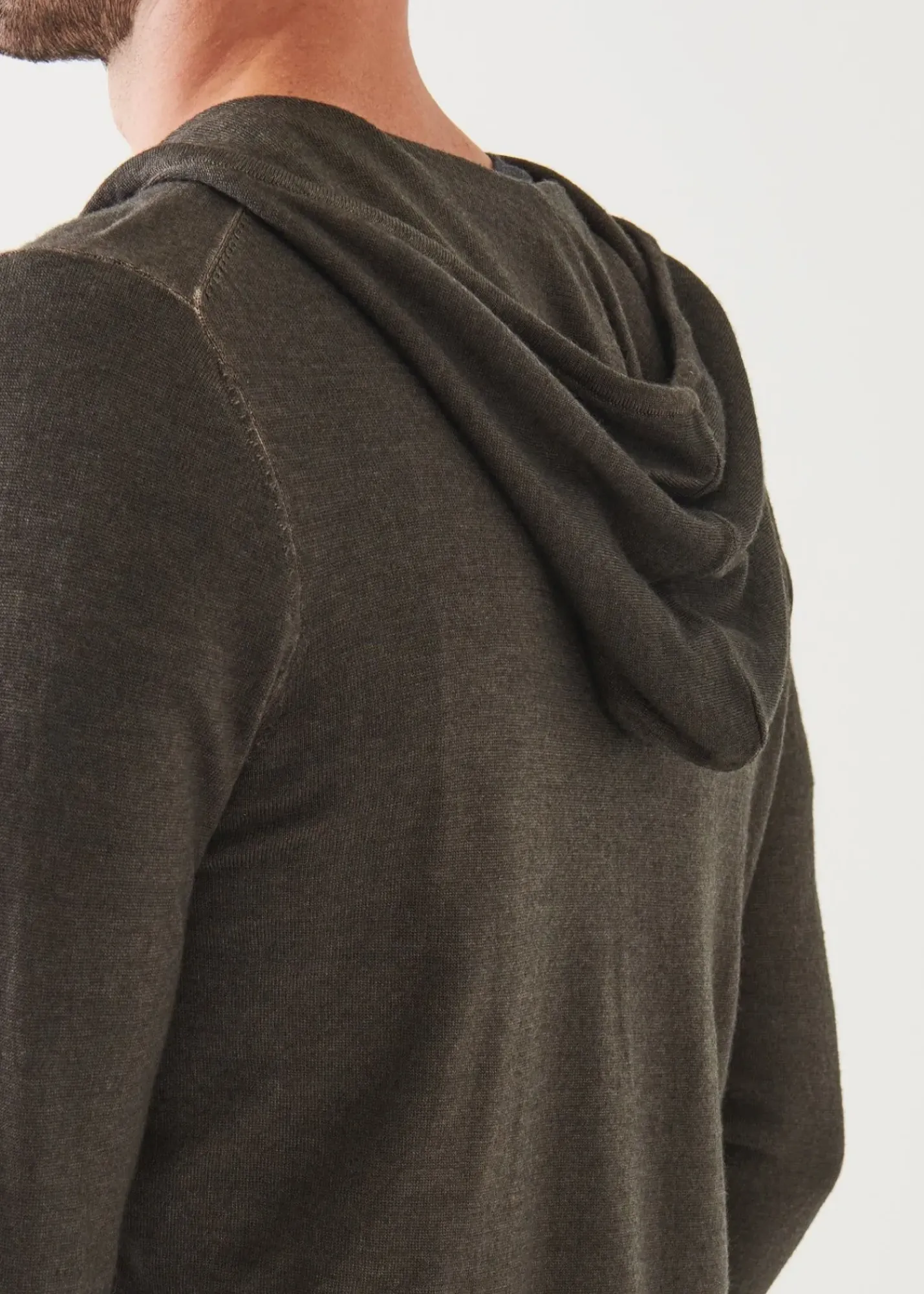PATRICK ASSARAF Extra-Fine Merino Vintage Wash Full Zip Hoodie|Men Knitwear