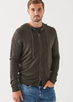 PATRICK ASSARAF Extra-Fine Merino Vintage Wash Full Zip Hoodie|Men Knitwear