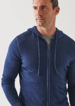PATRICK ASSARAF Extra-Fine Merino Vintage Wash Full Zip Hoodie|Men Knitwear