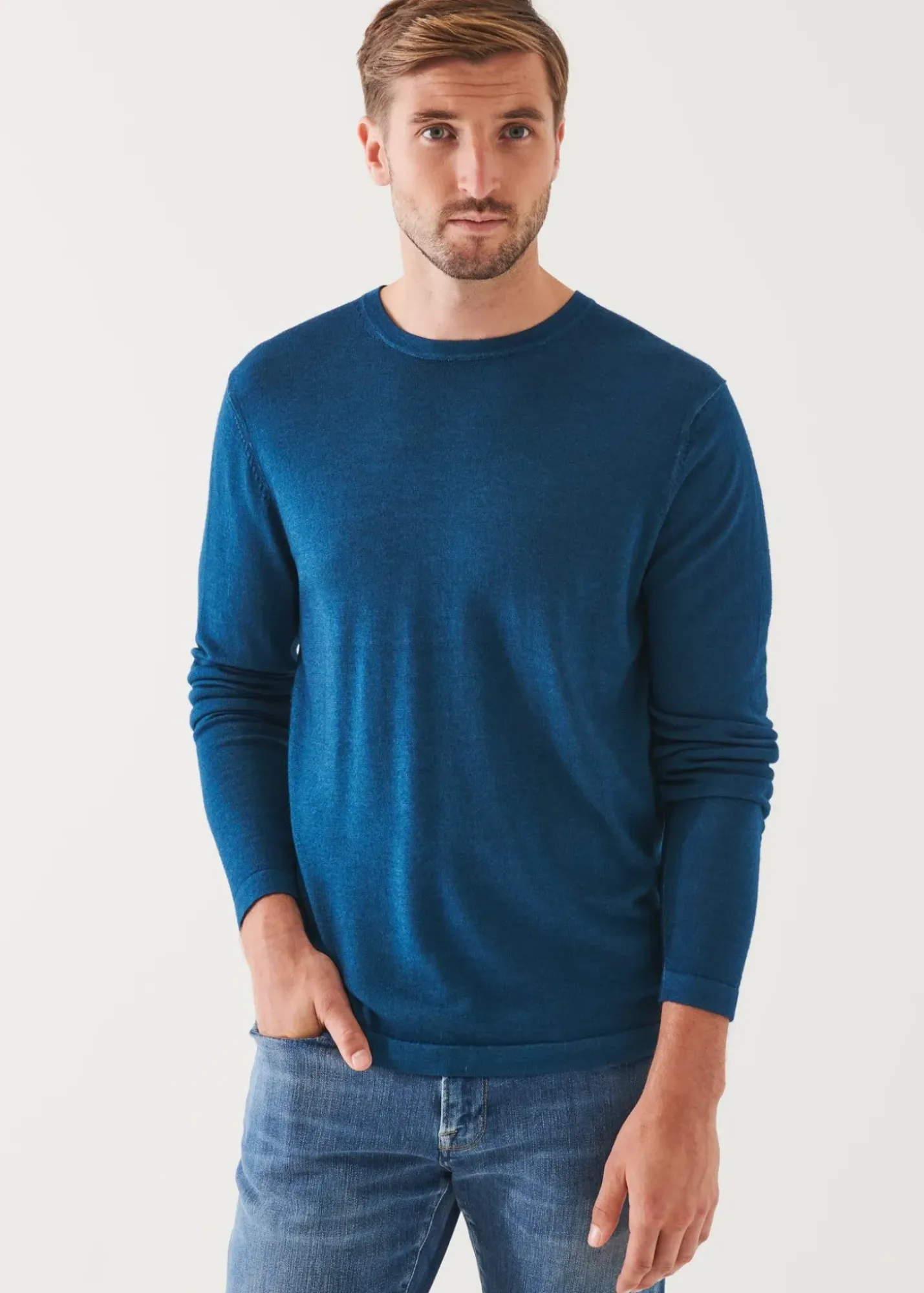 PATRICK ASSARAF Extra-Fine Merino Vintage Wash Crewneck|Men Knitwear