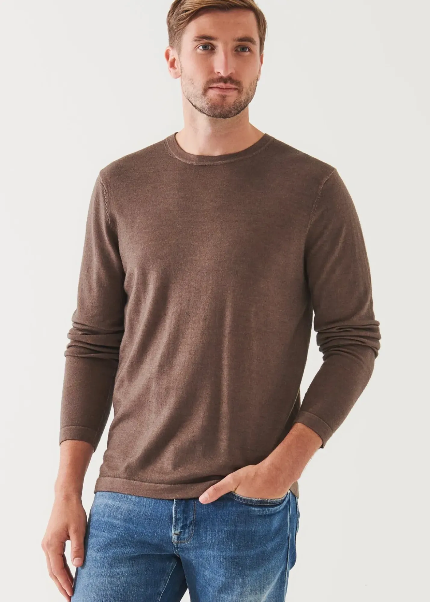 PATRICK ASSARAF Extra-Fine Merino Vintage Wash Crewneck|Men Knitwear
