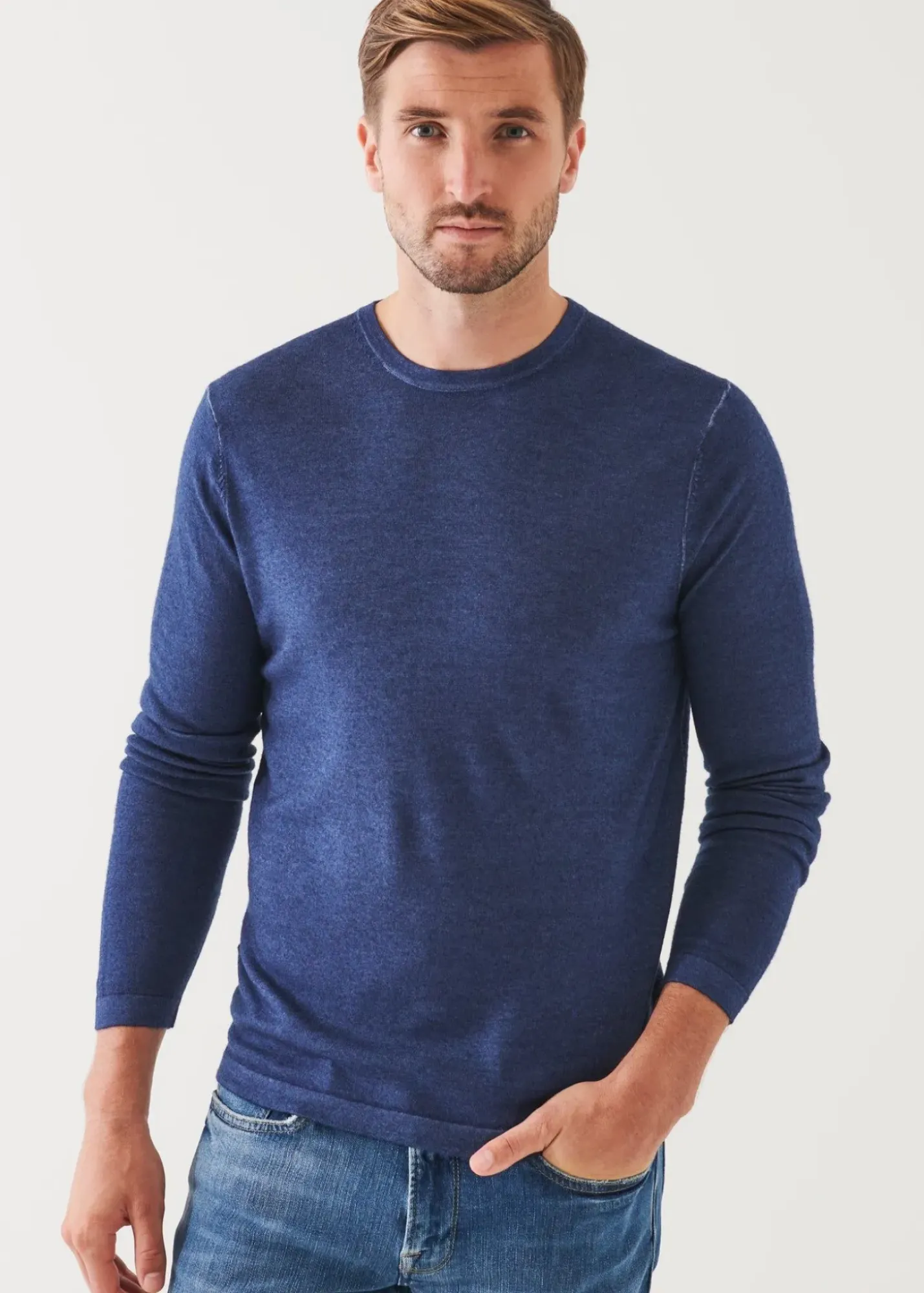 PATRICK ASSARAF Extra-Fine Merino Vintage Wash Crewneck|Men Knitwear