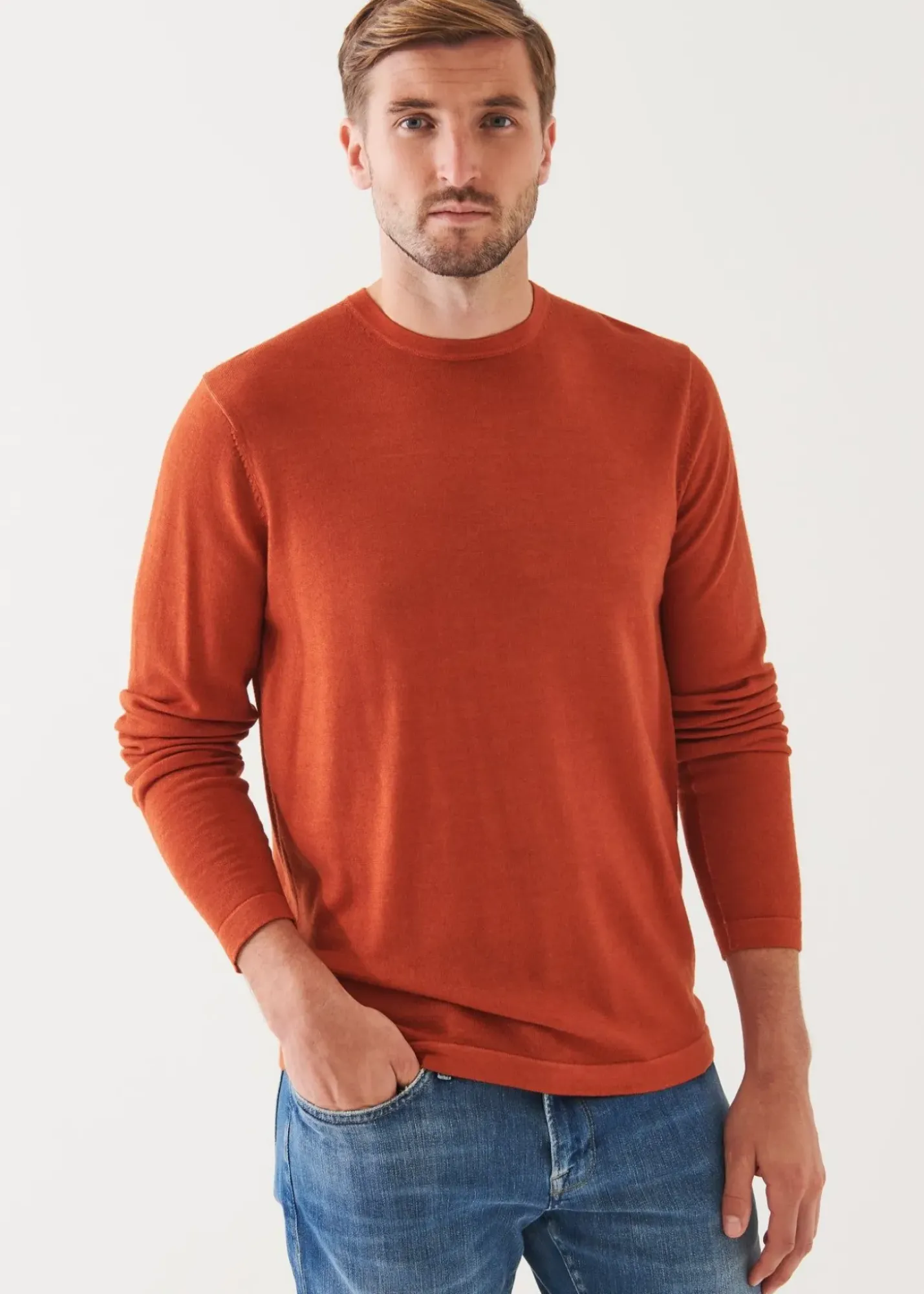 PATRICK ASSARAF Extra-Fine Merino Vintage Wash Crewneck|Men Knitwear