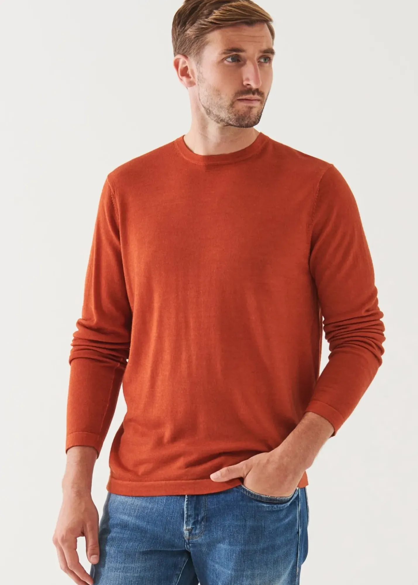PATRICK ASSARAF Extra-Fine Merino Vintage Wash Crewneck|Men Knitwear