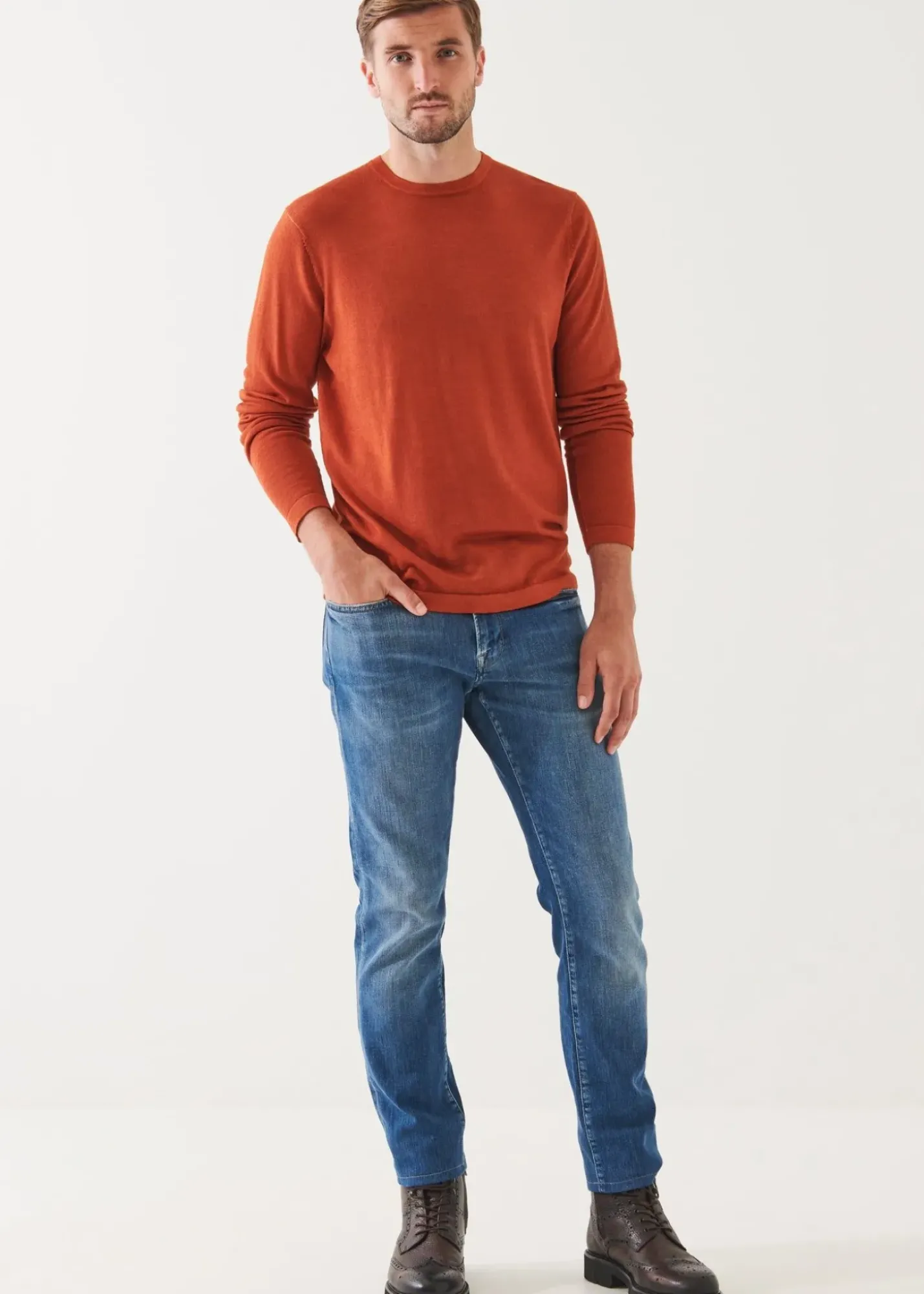 PATRICK ASSARAF Extra-Fine Merino Vintage Wash Crewneck|Men Knitwear