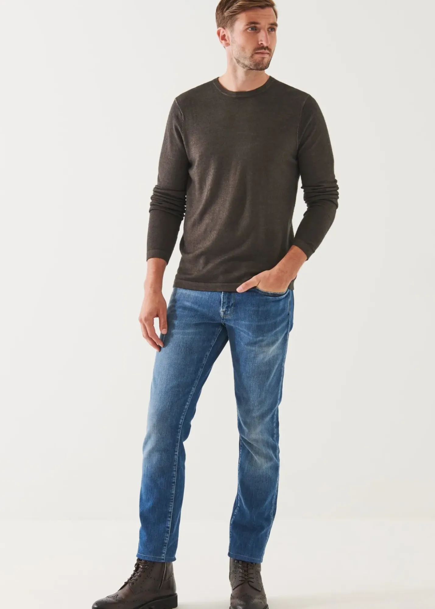 PATRICK ASSARAF Extra-Fine Merino Vintage Wash Crewneck|Men Knitwear