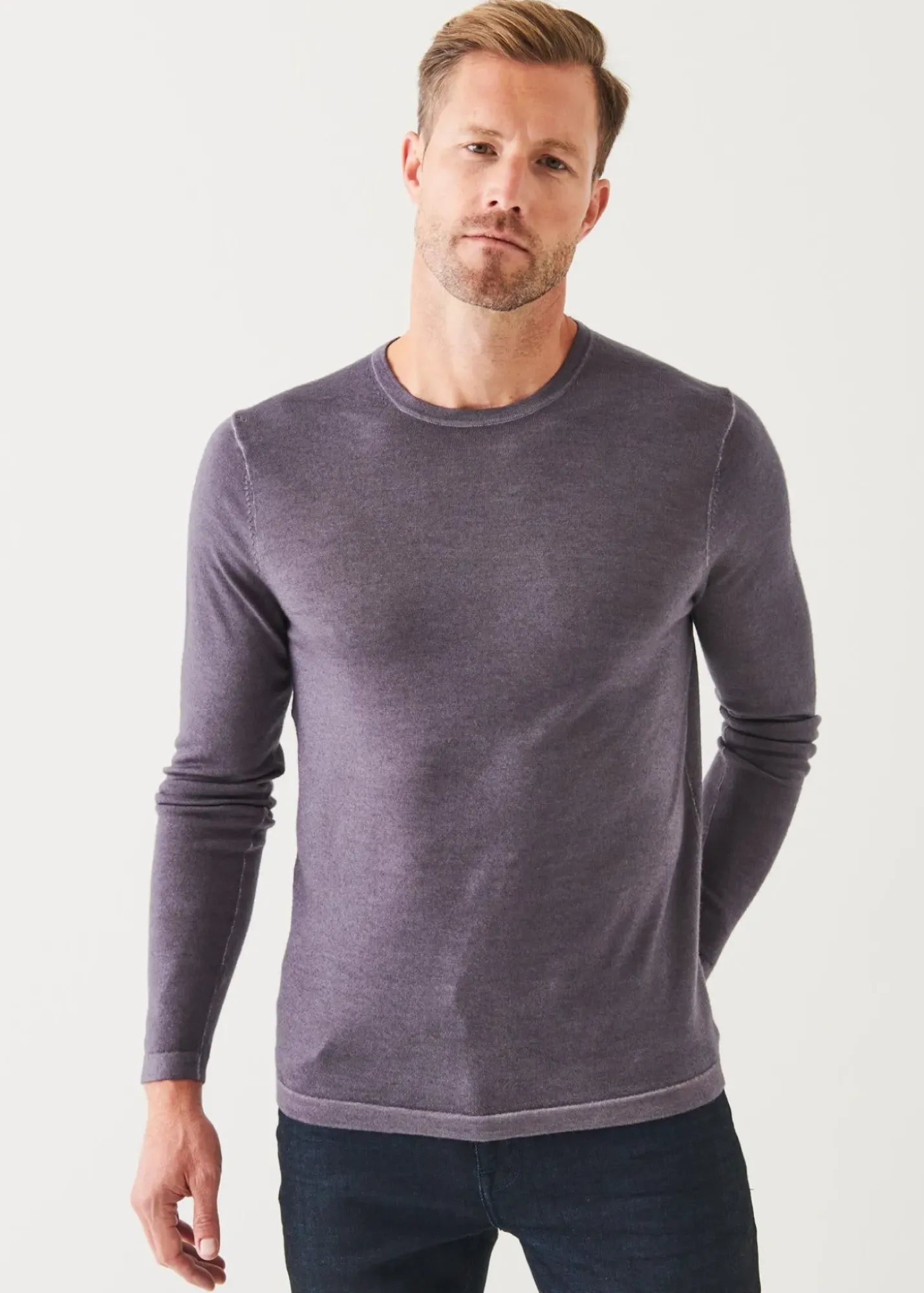 PATRICK ASSARAF Extra-Fine Merino Vintage Wash Crewneck|Men Knitwear