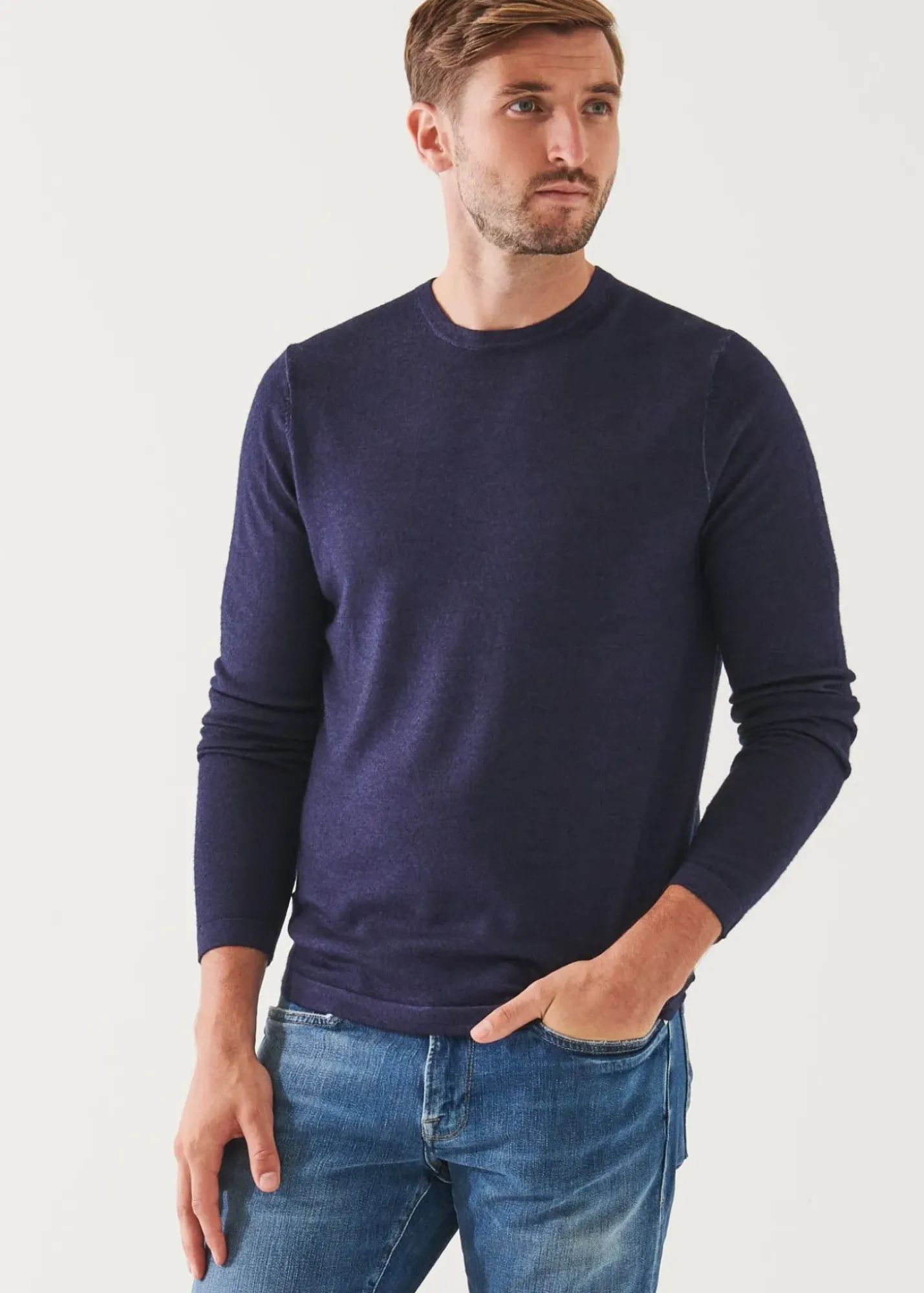 PATRICK ASSARAF Extra-Fine Merino Vintage Wash Crewneck|Men Knitwear