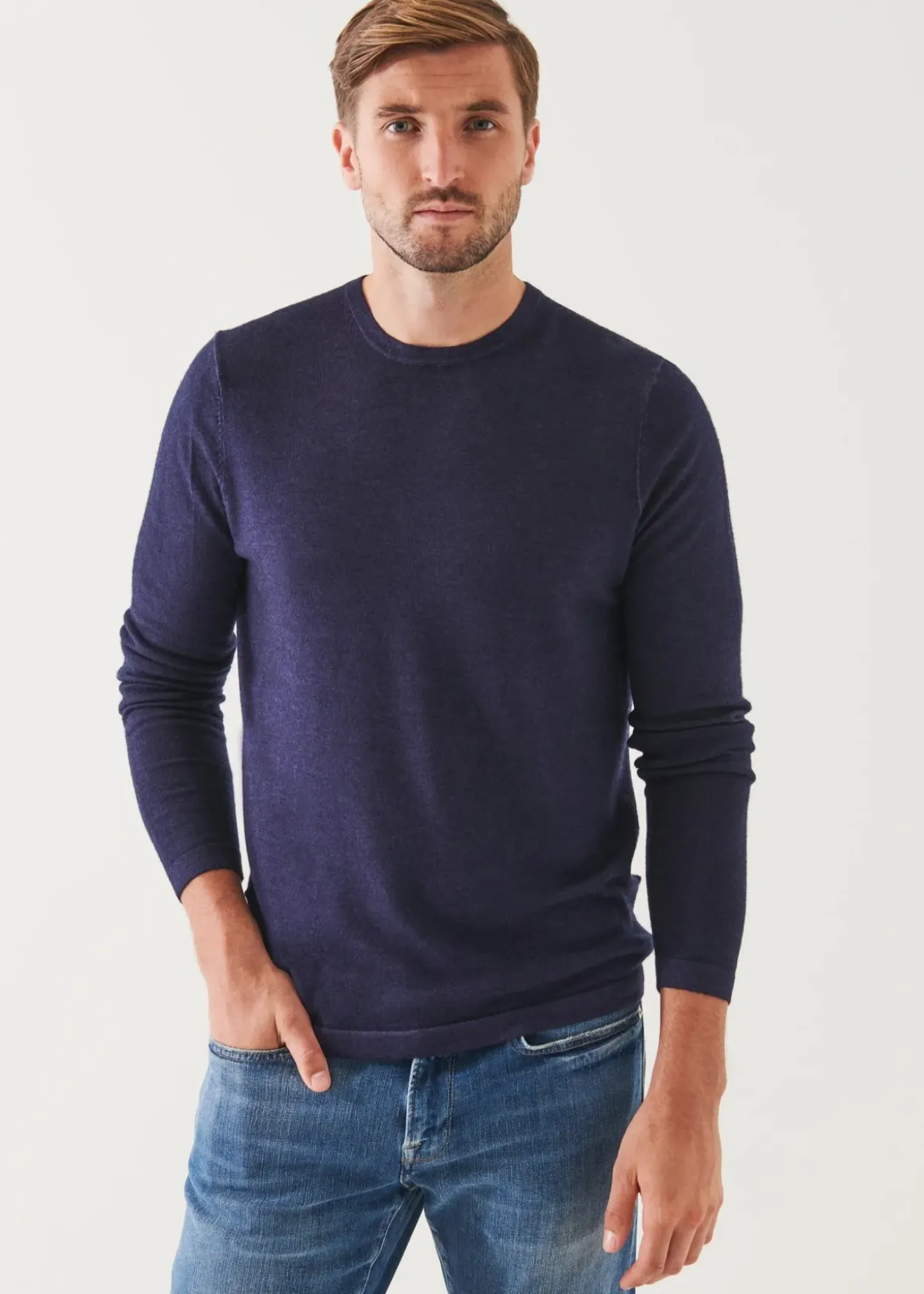 PATRICK ASSARAF Extra-Fine Merino Vintage Wash Crewneck|Men Knitwear