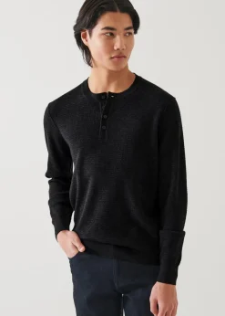 PATRICK ASSARAF Extra-Fine Merino Waffle Henley|Men Knitwear