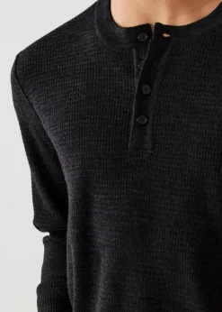 PATRICK ASSARAF Extra-Fine Merino Waffle Henley|Men Knitwear