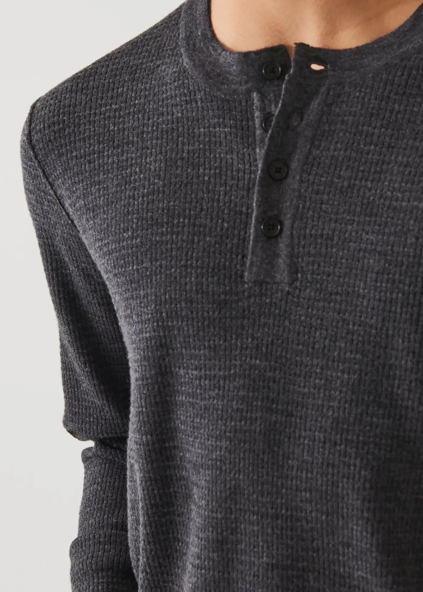 PATRICK ASSARAF Extra-Fine Merino Waffle Henley|Men Knitwear