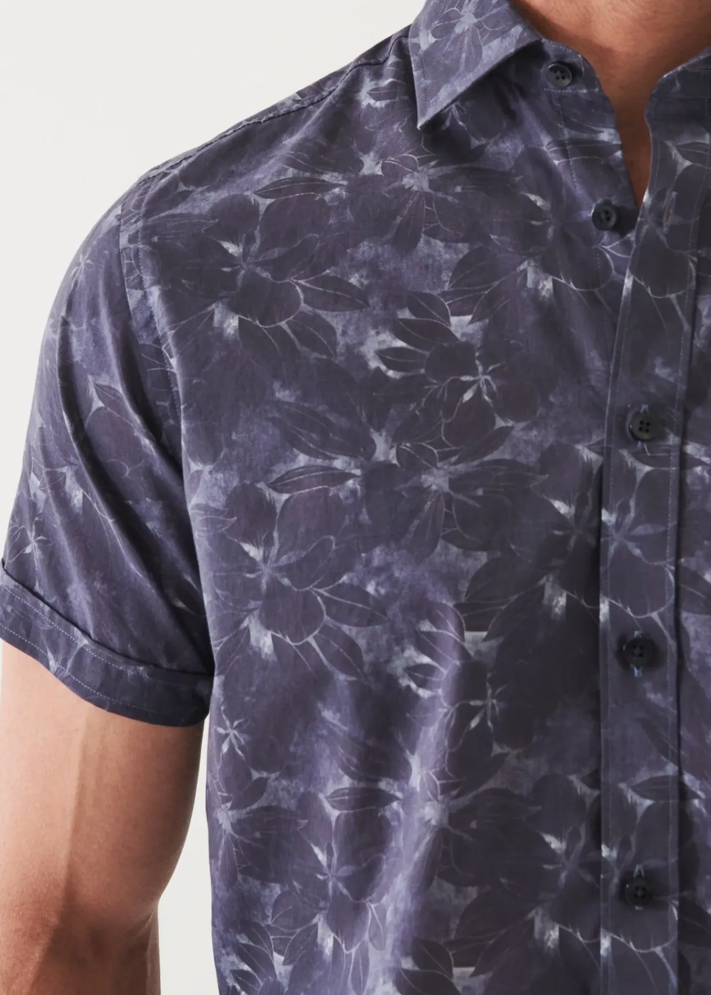 PATRICK ASSARAF Faded Floral Print Cotton Short Sleeve Shirt|Men Shirts