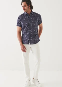 PATRICK ASSARAF Faded Floral Print Cotton Short Sleeve Shirt|Men Shirts