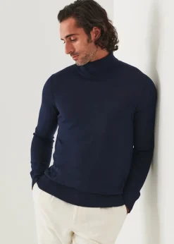 PATRICK ASSARAF Fine Gauge Merino Wool Turtleneck|Men Knitwear