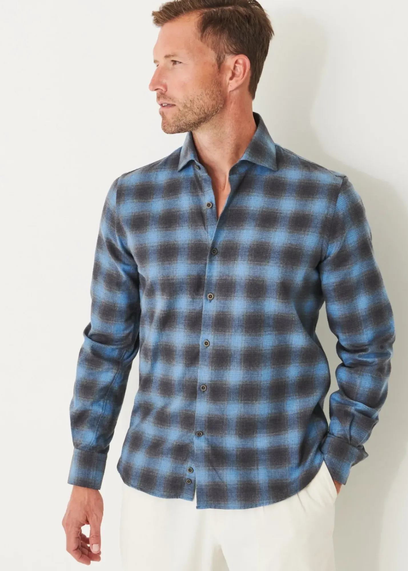 PATRICK ASSARAF Flannel Plaid Shirt|Men Shirts