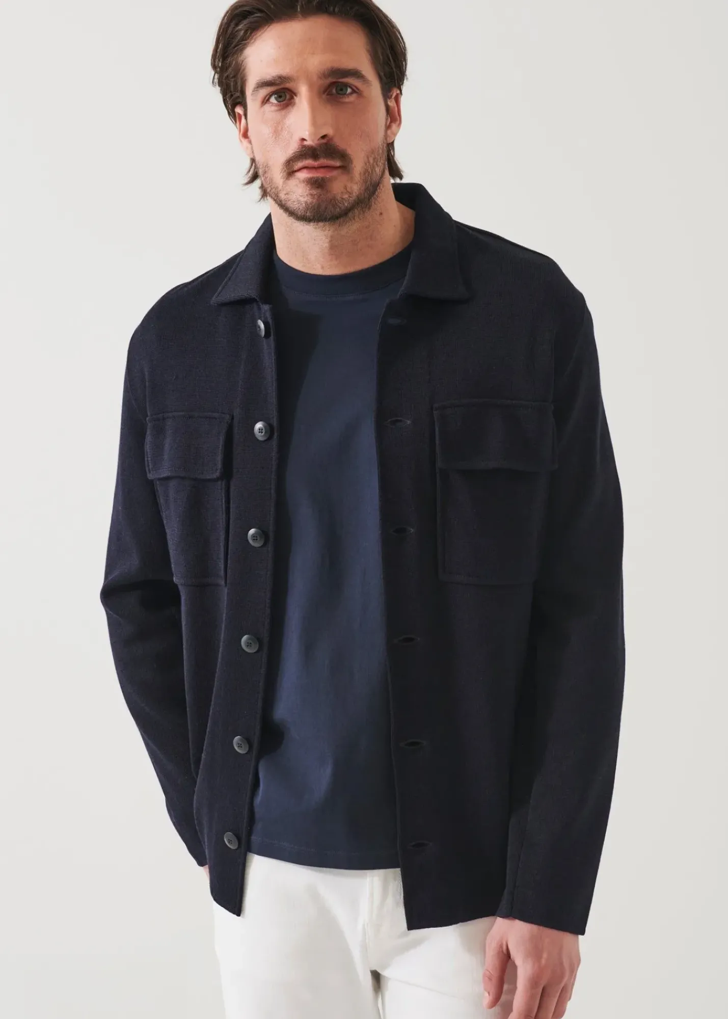 PATRICK ASSARAF Flap Pocket Wool-Cashmere Shirt Jacket|Men Shirt Jackets