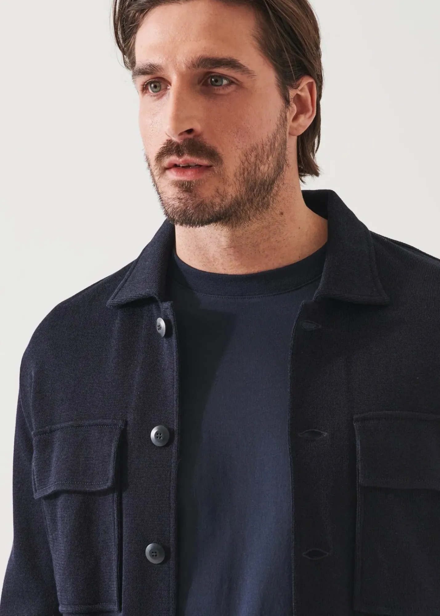 PATRICK ASSARAF Flap Pocket Wool-Cashmere Shirt Jacket|Men Shirt Jackets