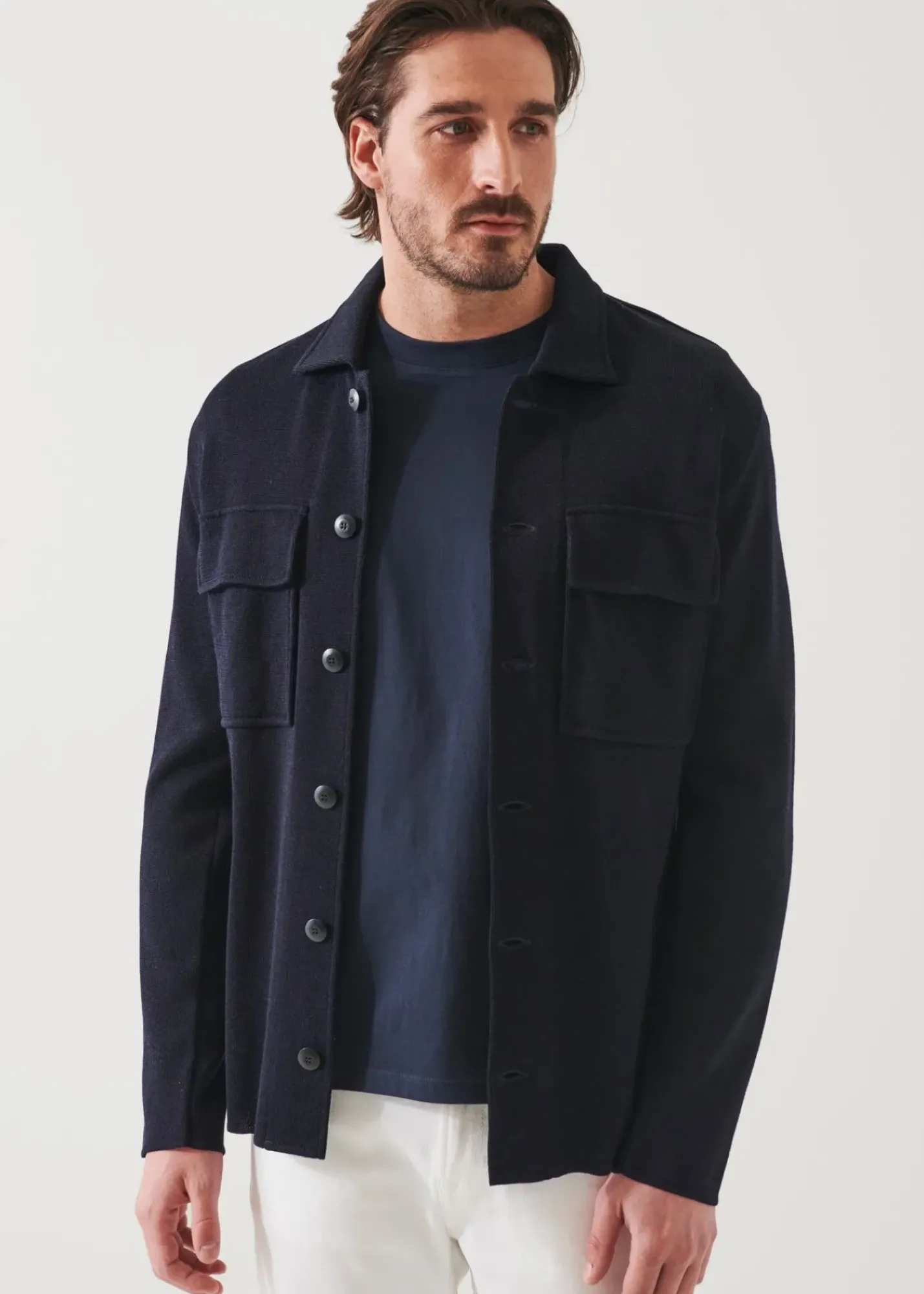 PATRICK ASSARAF Flap Pocket Wool-Cashmere Shirt Jacket|Men Shirt Jackets