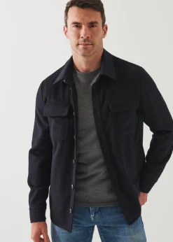 PATRICK ASSARAF Flap Pocket Wool-Cashmere Shirt Jacket|Men Outerwear