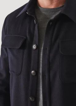 PATRICK ASSARAF Flap Pocket Wool-Cashmere Shirt Jacket|Men Outerwear