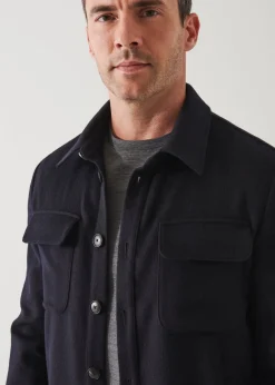 PATRICK ASSARAF Flap Pocket Wool-Cashmere Shirt Jacket|Men Outerwear