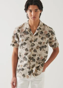 PATRICK ASSARAF Floral Leaf Print Linen Shirt|Men Shirts
