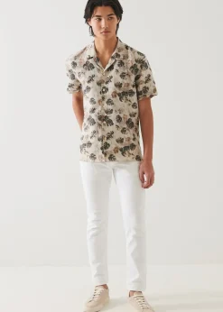 PATRICK ASSARAF Floral Leaf Print Linen Shirt|Men Shirts