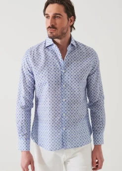 PATRICK ASSARAF Floral Linen Long Sleeve Shirt|Men Shirts