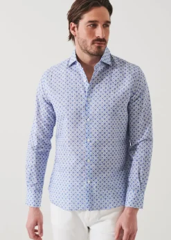 PATRICK ASSARAF Floral Linen Long Sleeve Shirt|Men Shirts