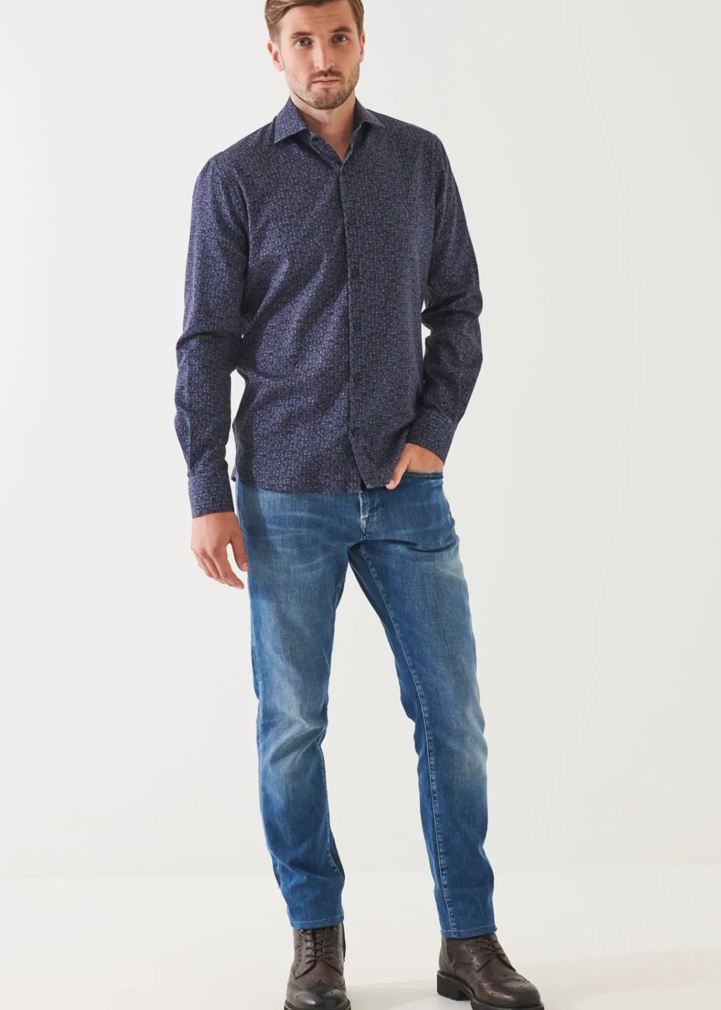 PATRICK ASSARAF Floral Print Cotton Shirt|Men Shirts