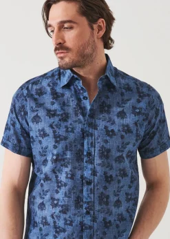 PATRICK ASSARAF Floral Print Linen Shirt|Men Shirts